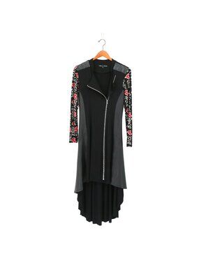 Rock 'N Karma Art to Wear Wearable Art Asymmetric Black Leather Panel Dress M